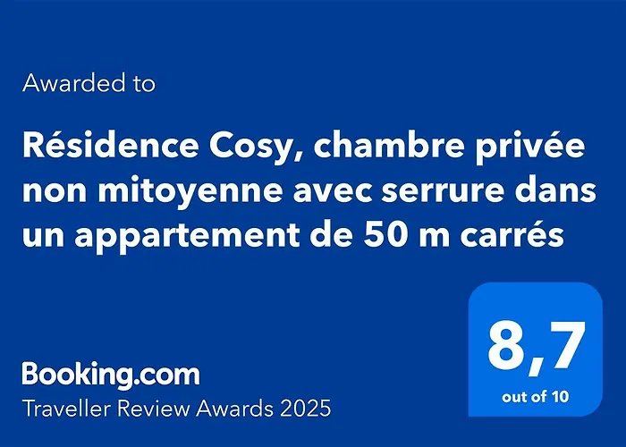 Residence Cosy, Chambre Privee Non Mitoyenne Avec Serrure Dans Un Appartement De 50 M Carres